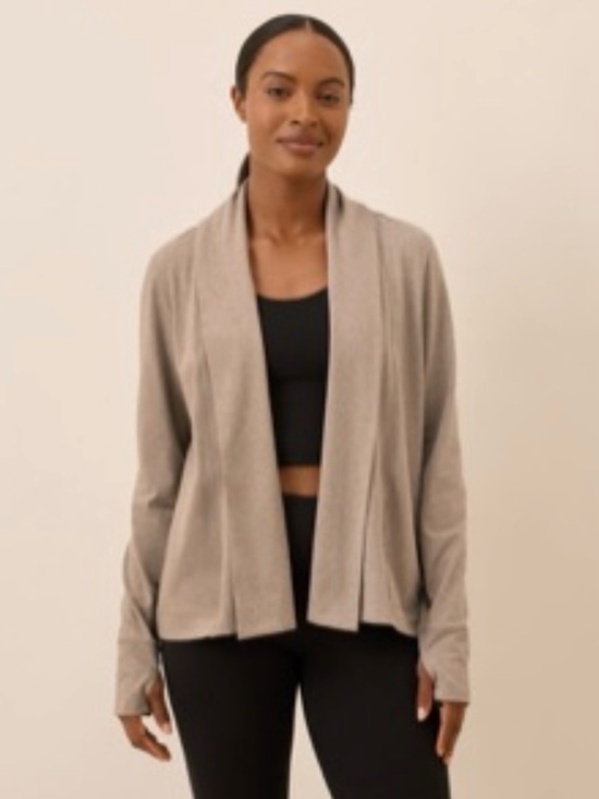 Pact Sweaters - Pact Organic Women's Stucco Heather Luxe Essential Swing Cardigan Small New